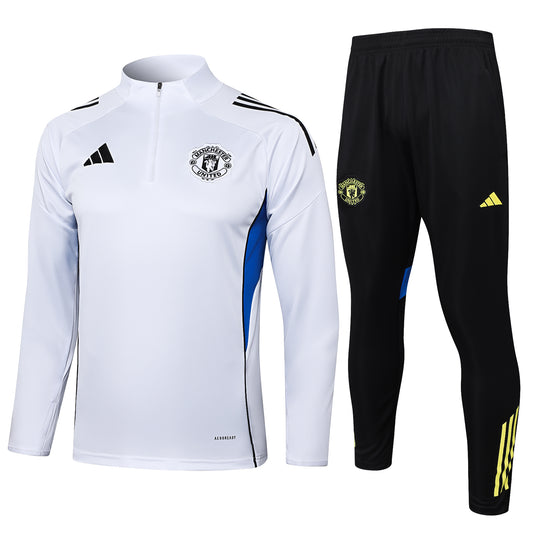 Manchester United 2025/26 White Half-Zip Tracksuit Set