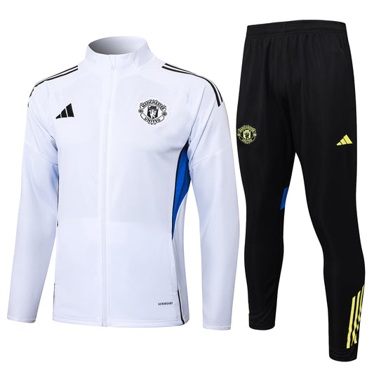Manchester United 2025/26 White Full-Zip Tracksuit Set
