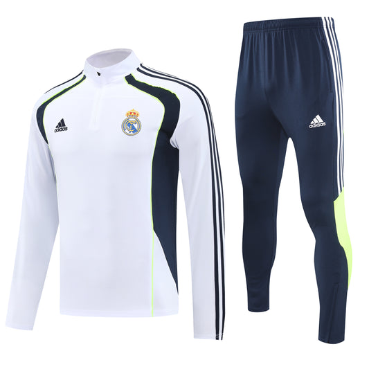 Real Madrid 2025/26 White Half-Zip Tracksuit Set