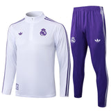 Real Madrid 2025/26 White and Yellow Half-Zip Tracksuit Set