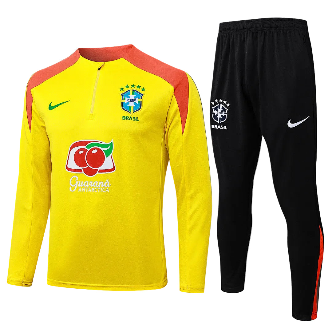 Brazil 2025/26 Yellow Half-Zip Tracksuit Set