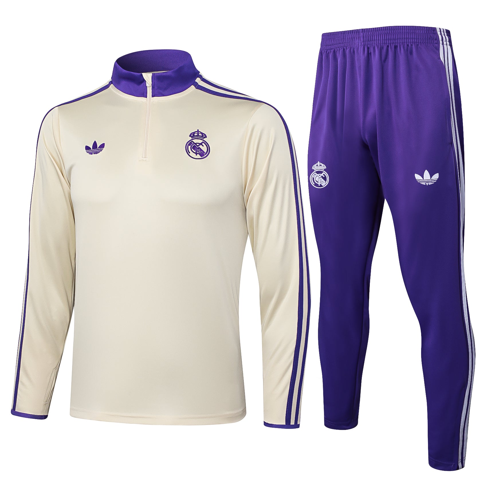 Real Madrid 2025/26 Yellow and Purple Half-Zip Tracksuit Set