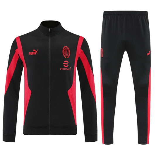 AC Milan 2025/26 Black FullZip Tracksuit Set