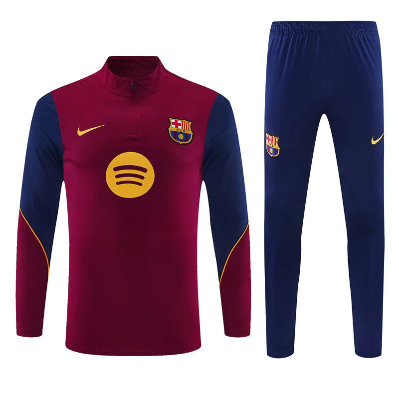 Barcelona 2026/27 Maroon Hal-Zip Tracksuit Set