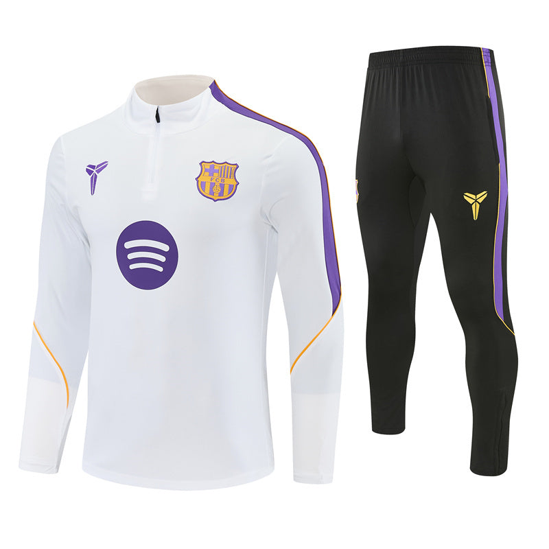 Barcelona 2026/27 White Mamba Half-Zip Tracksuit Set
