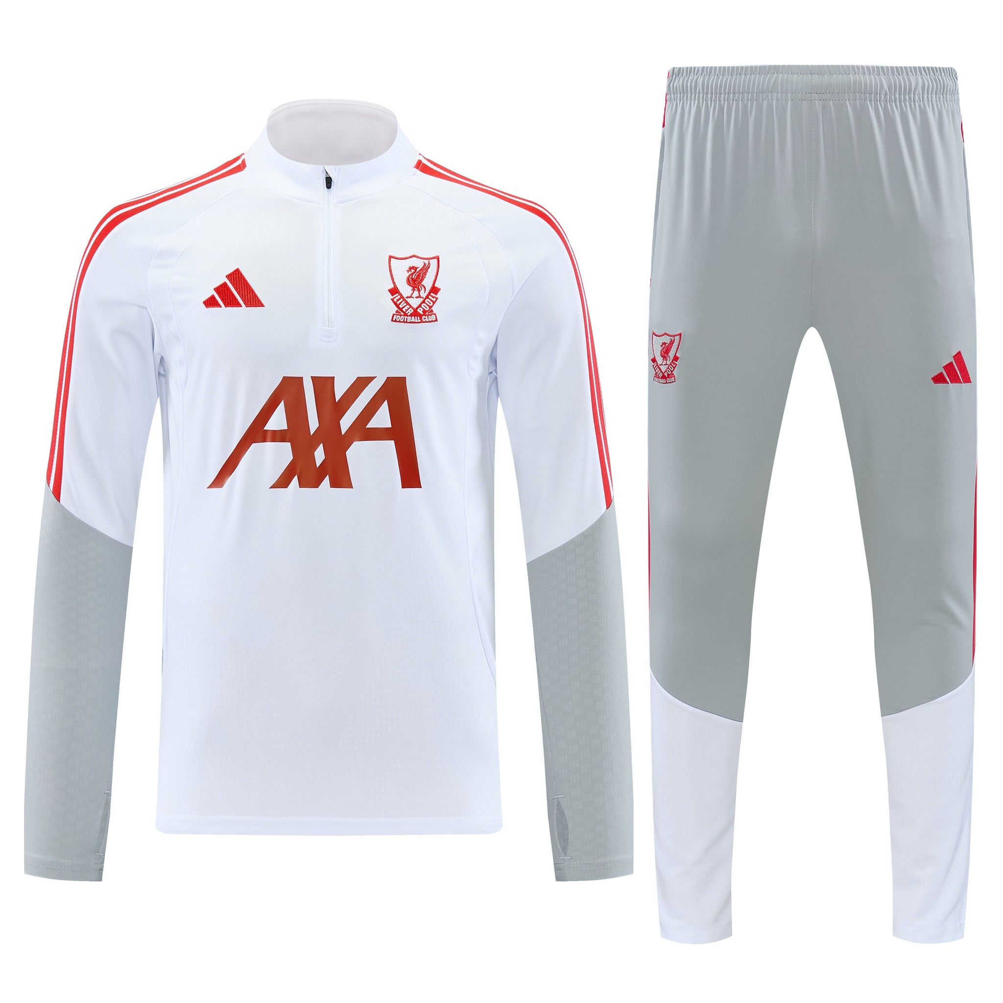Liverpool 2026/27 White & Grey Half-Zip Tracksuit Set