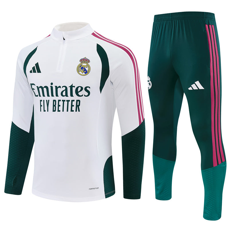 Real Madrid 2026/27 White Half-Zip Tracksuit Set
