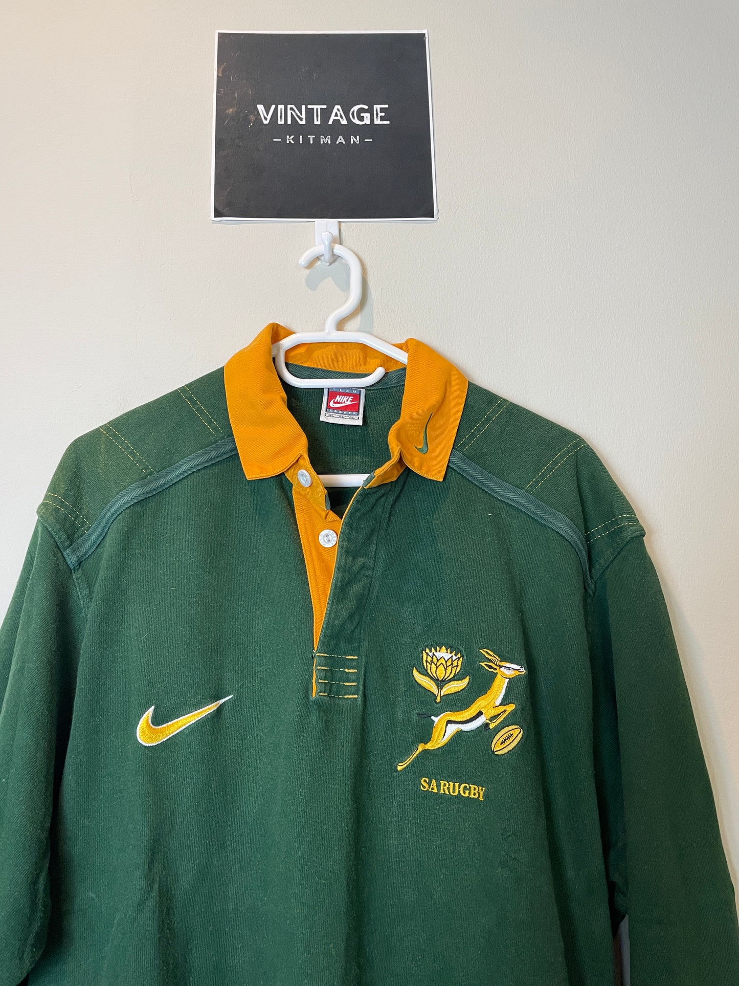 1998/99 Springboks Home Nike Retro Long Sleeve Rugby Jersey *Original* XL 9/10