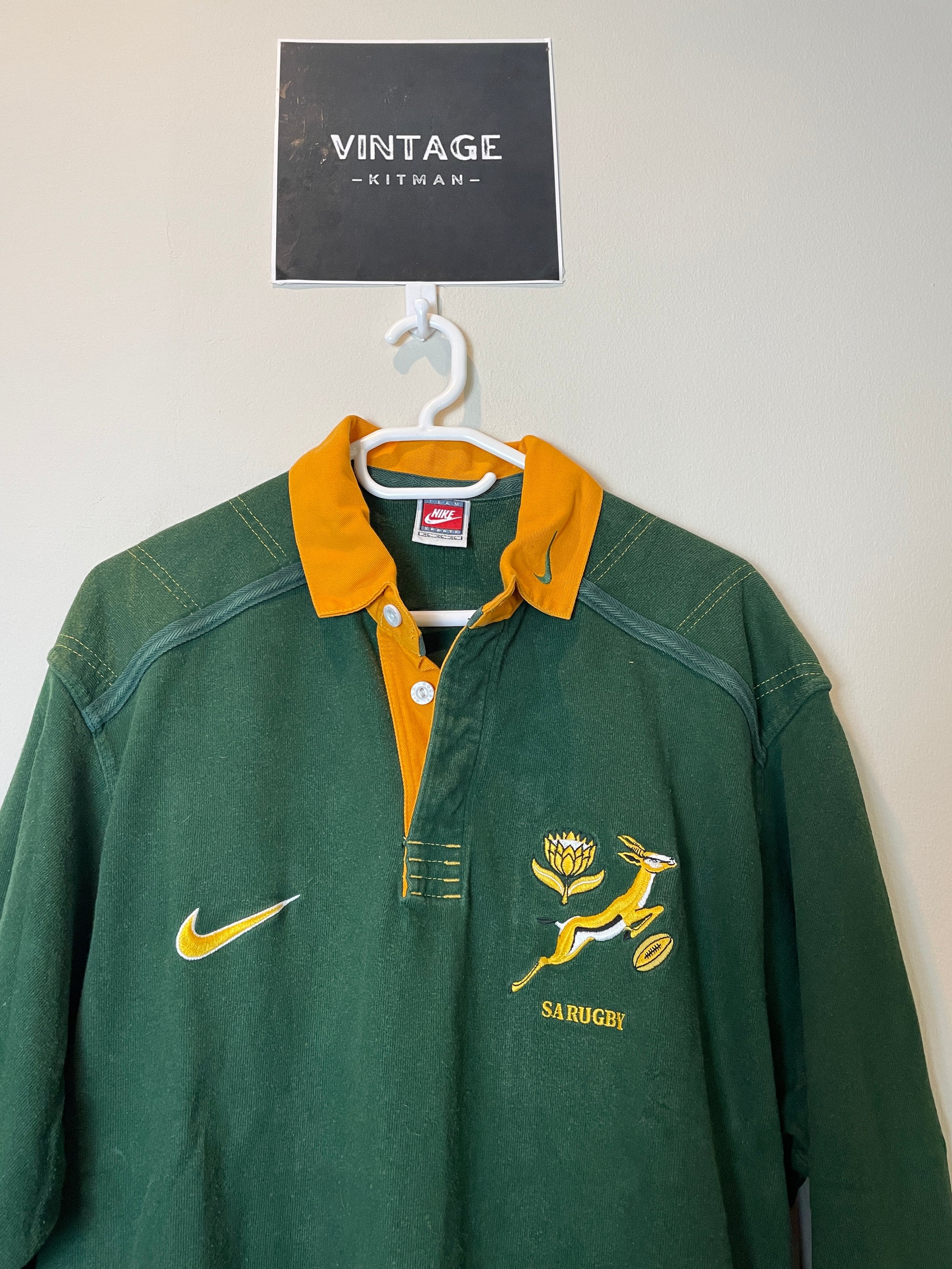 1998/99 Springboks Home Nike Retro Long Sleeve Rugby Jersey *Original* XL 9/10