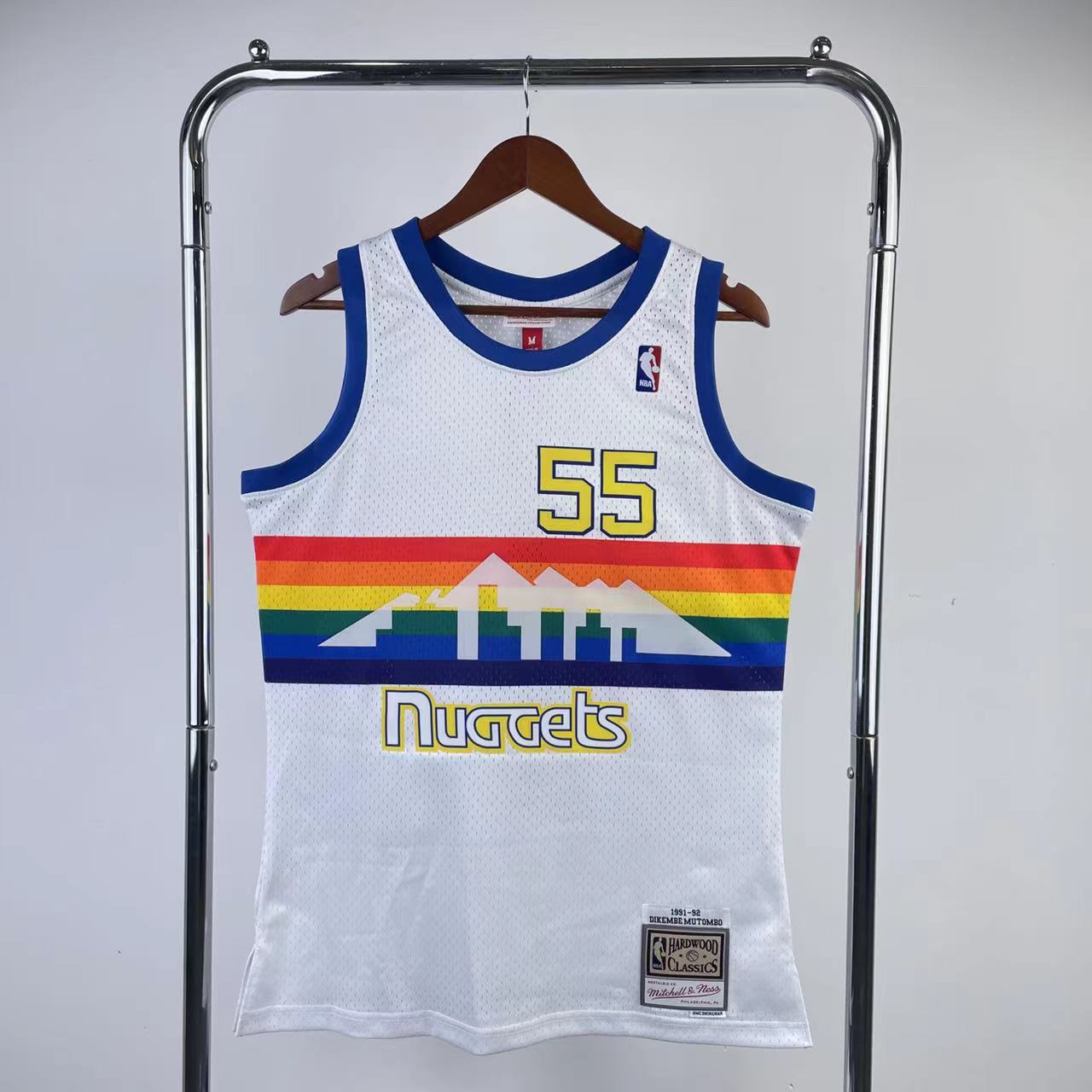 Denver Nuggets 1991-92 Dikembe Mutombo White Mitchell & Ness Hardwood Classics Swingman Jersey