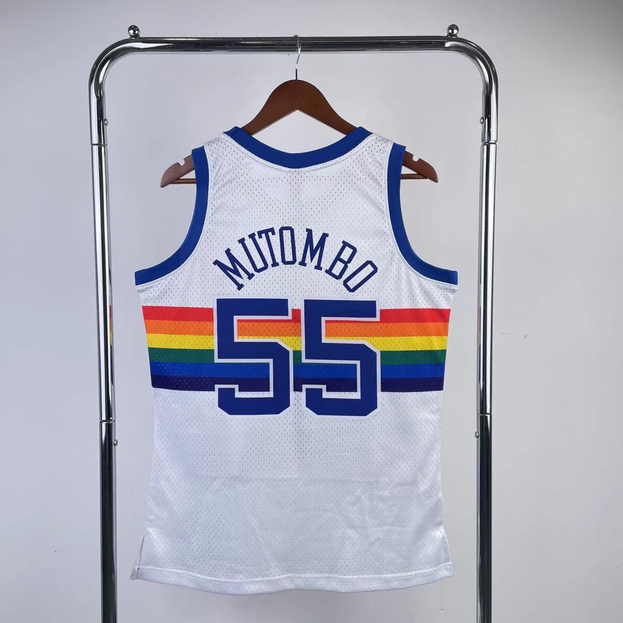 Denver Nuggets 1991-92 Dikembe Mutombo White Mitchell & Ness Hardwood Classics Swingman Jersey