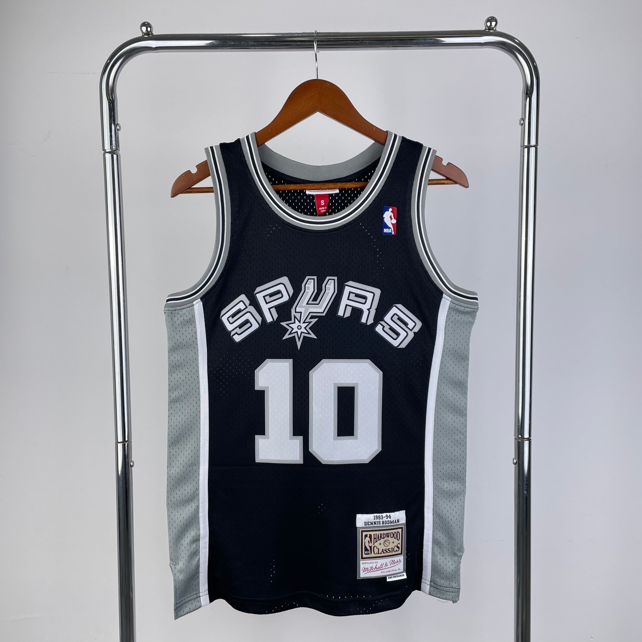 San Antonio Spurs 1993-94 Dennis Rodman Mitchell & Ness Black Hardwood Classic Swingman Jersey
