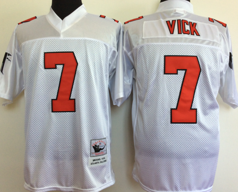 Atlanta Falcons #7 Michael Vick Mitchell & Ness White Legacy NFL Jerse ...