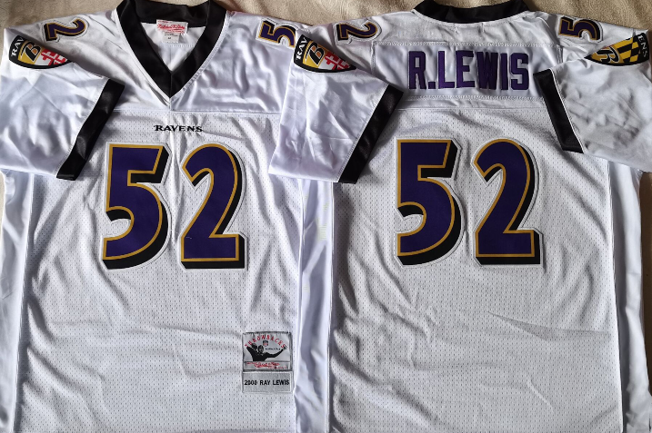 Baltimore Ravens 2000 #52 Ray Lewis Mitchell & Ness White Legacy NFL Jersey