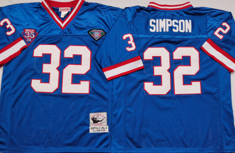 Buffalo Bills #32 OJ Simpson Mitchell & Ness Blue Legacy NFL Jersey