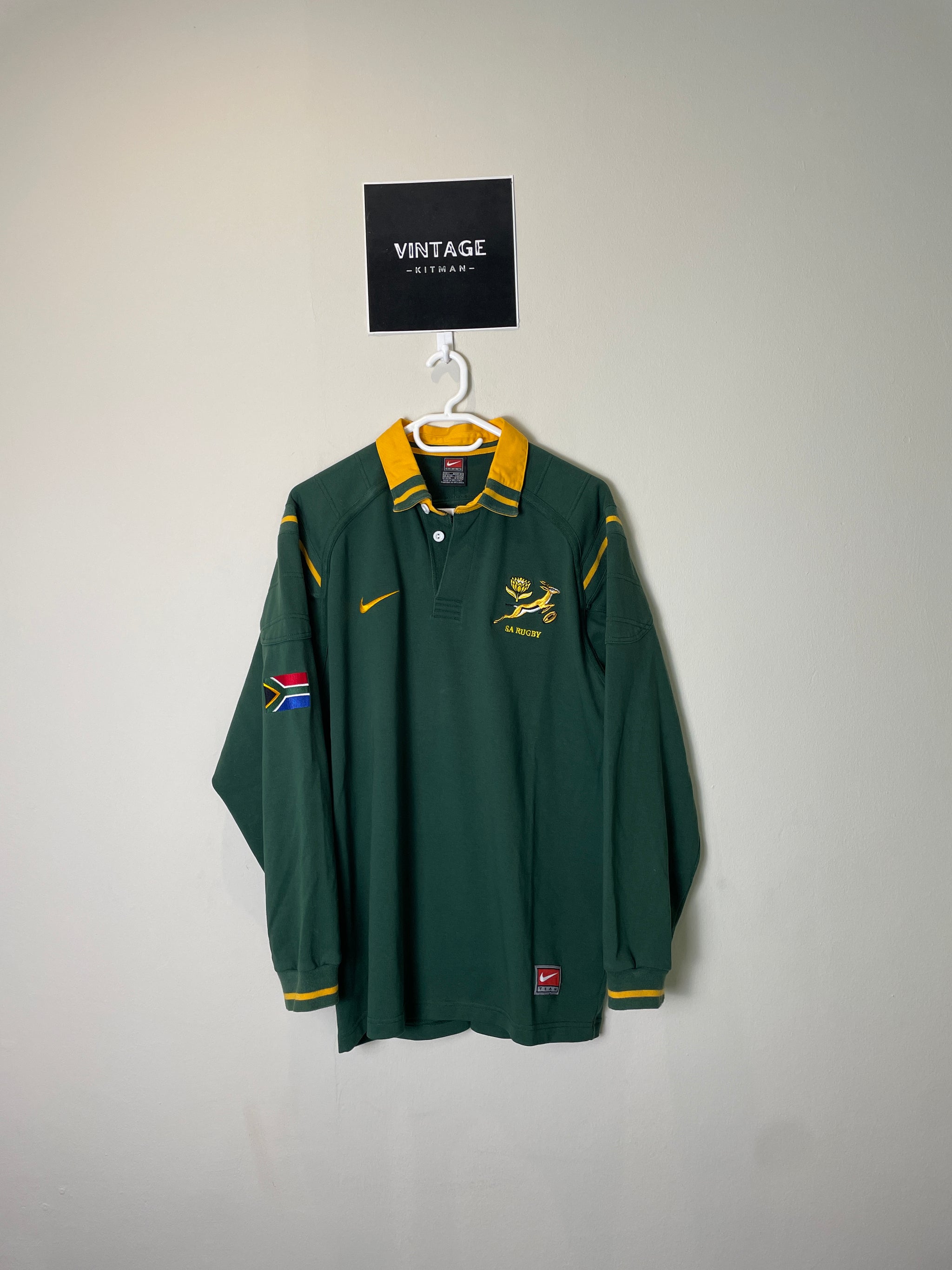 1999 Springboks Home Nike Retro Long Sleeve Rugby Jersey *Original* L 10/10