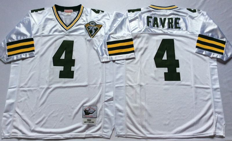 Green Bay Packers #4 Brett FAVRE Mitchell & Ness White Legacy NFL Jersey